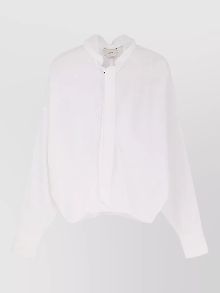 Alysi cotton v-neck asymmetric bow blouse