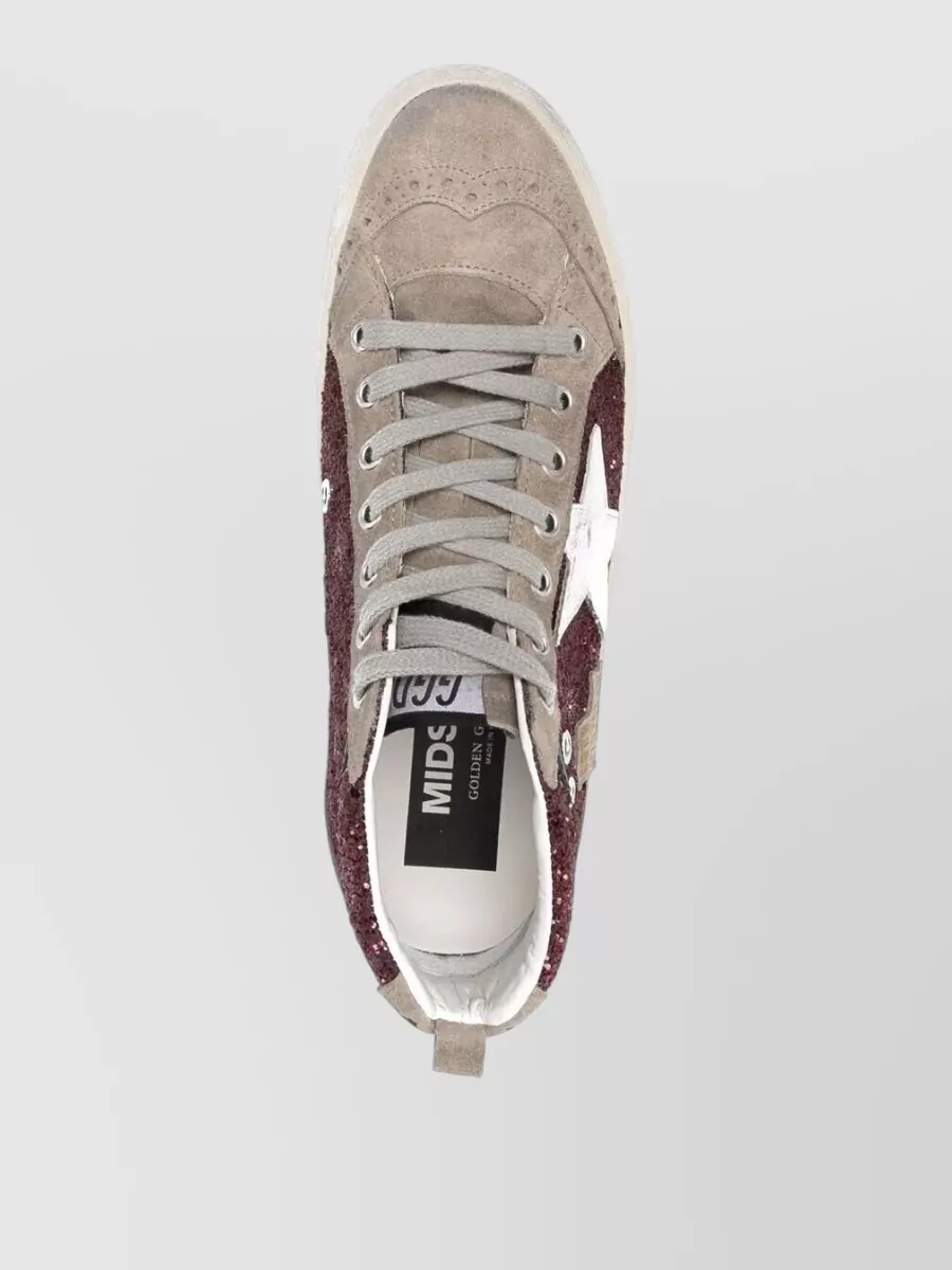 Golden Goose Leather Glitter Mid-Top Sneakers