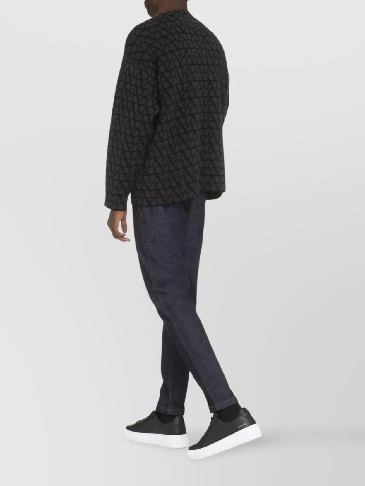 VALENTINO WOOL CREW-NECK SWEATER GEOMETRIC PATTERN