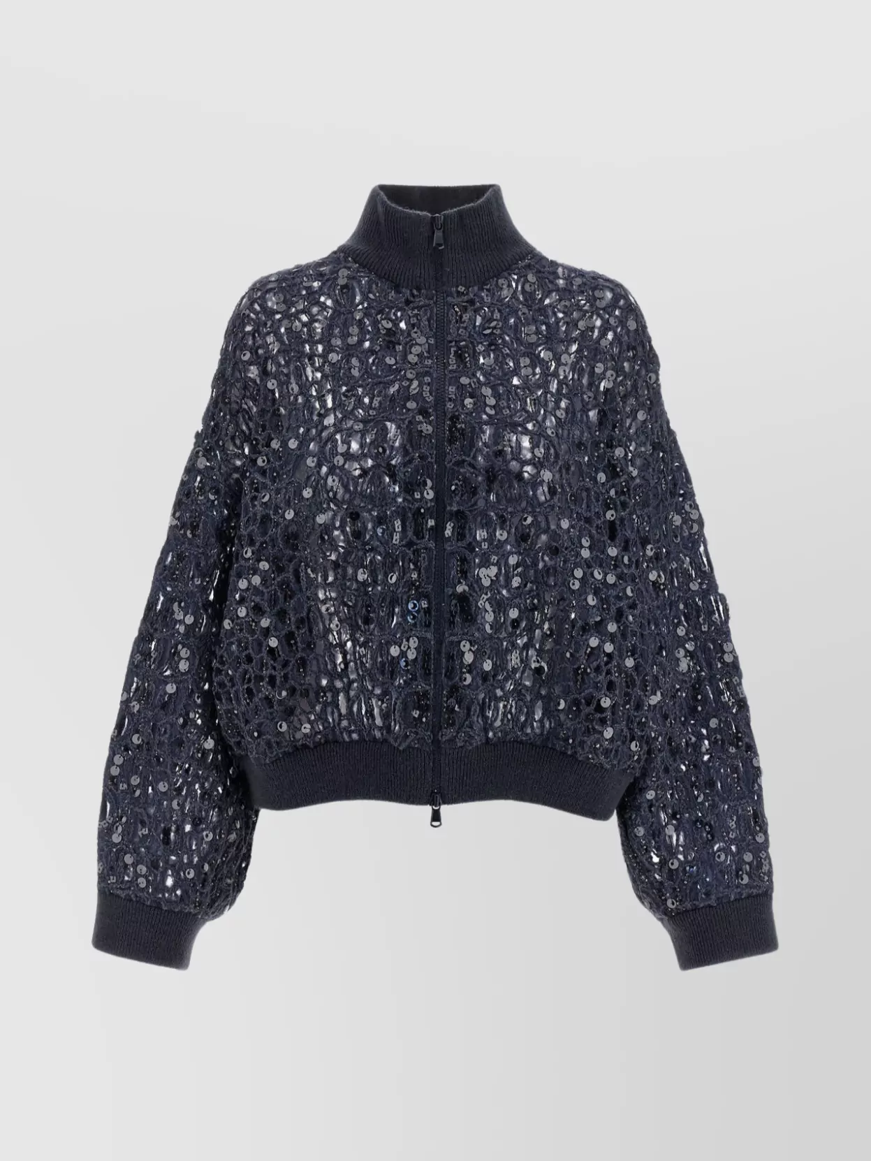Brunello Cucinelli Dazzling Croc Embroidery Sweaters And Cardigans Blue In Blue
