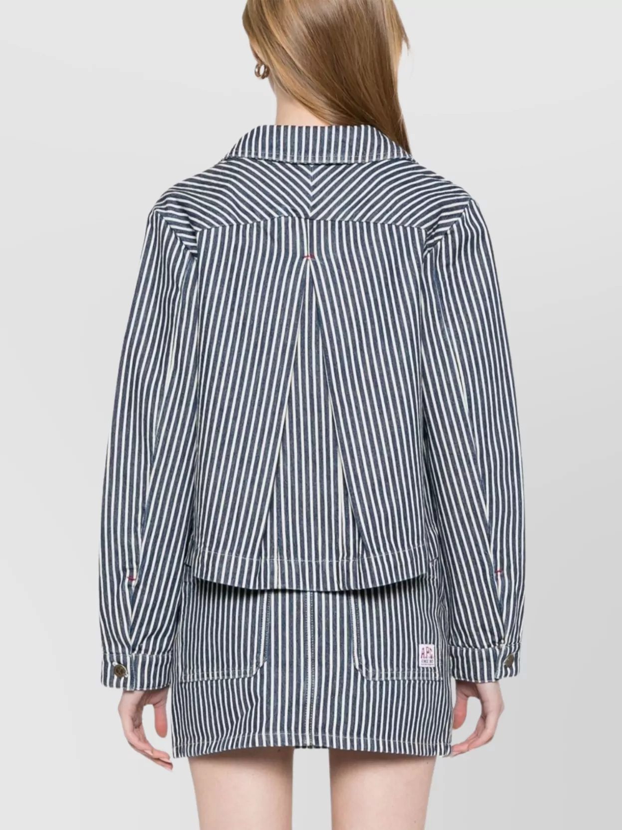 A.p.c. Striped Cotton Jacket With Box-Pleat Detail