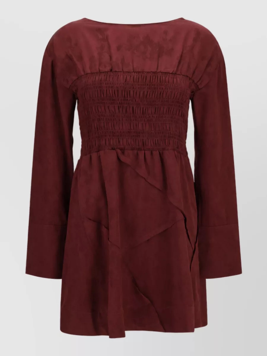 Ganni satin long-sleeve mini dress