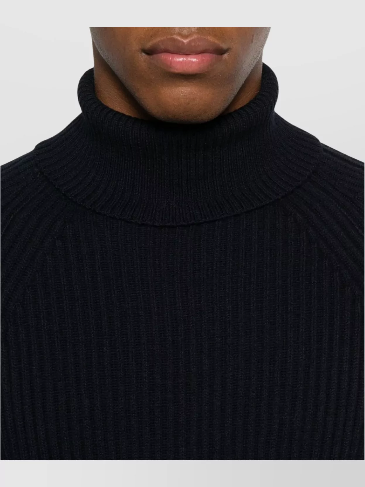 Zanone Turtleneck Long Sleeve Ribbed Knit Sweater
