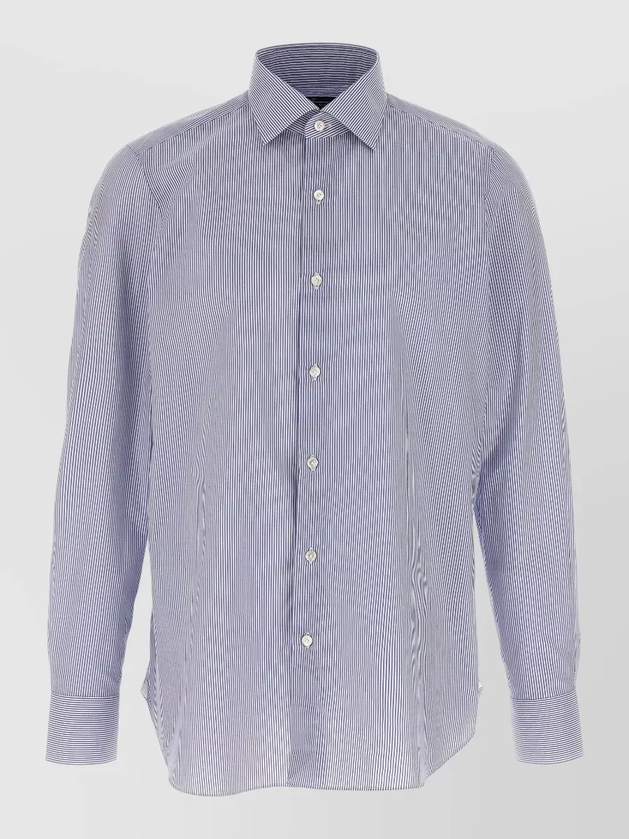 Finamore striped cotton long-sleeve shirt