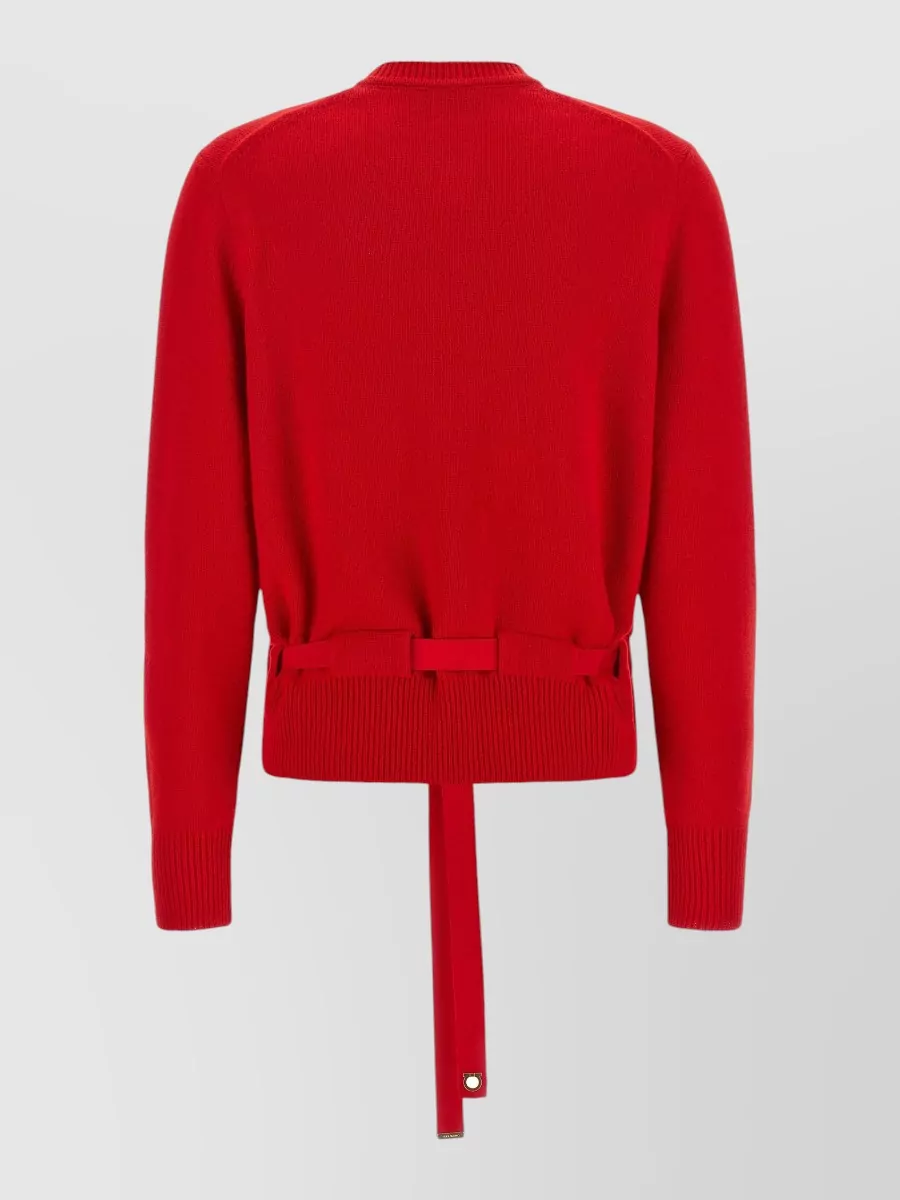 Ferragamo cashmere ribbed cropped belted cardigan