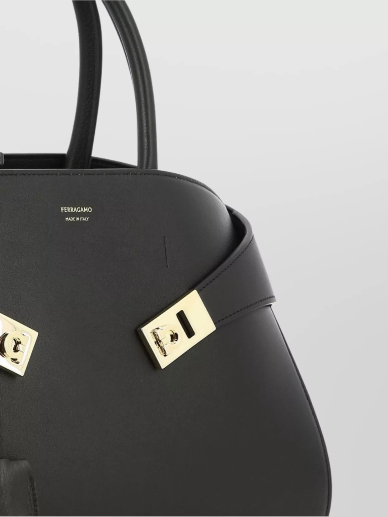 Ferragamo Hardware Gold-Tone Shoulder Bag Structured Handles