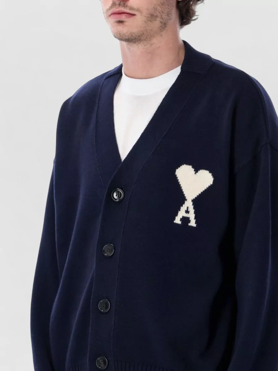 Ami Paris Unisex Cardigan Ami De Coeur Knit