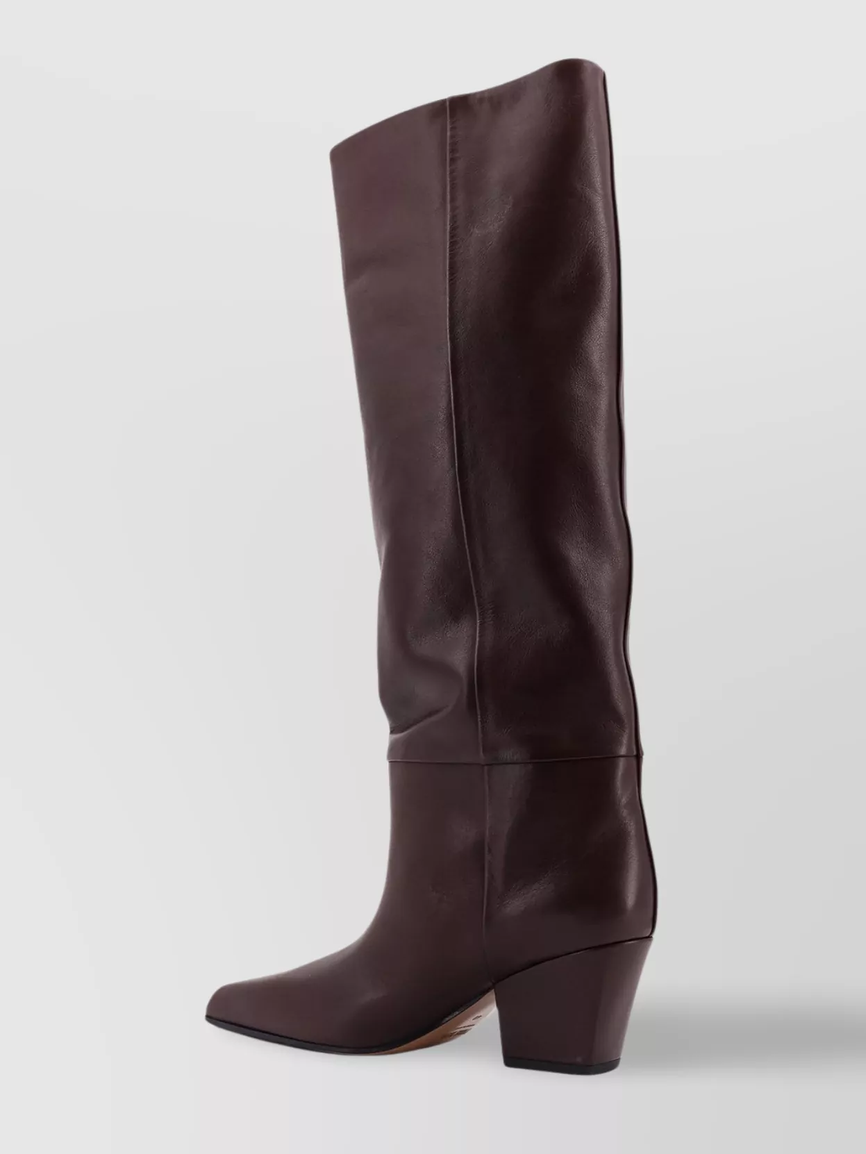 Paris Texas Leather Knee-high Block Heel Boot In Brown