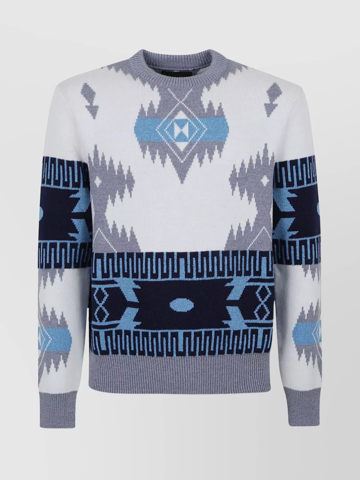 Shop Alanui Icon Cashmere Jacquard Crewneck Sweater In Black