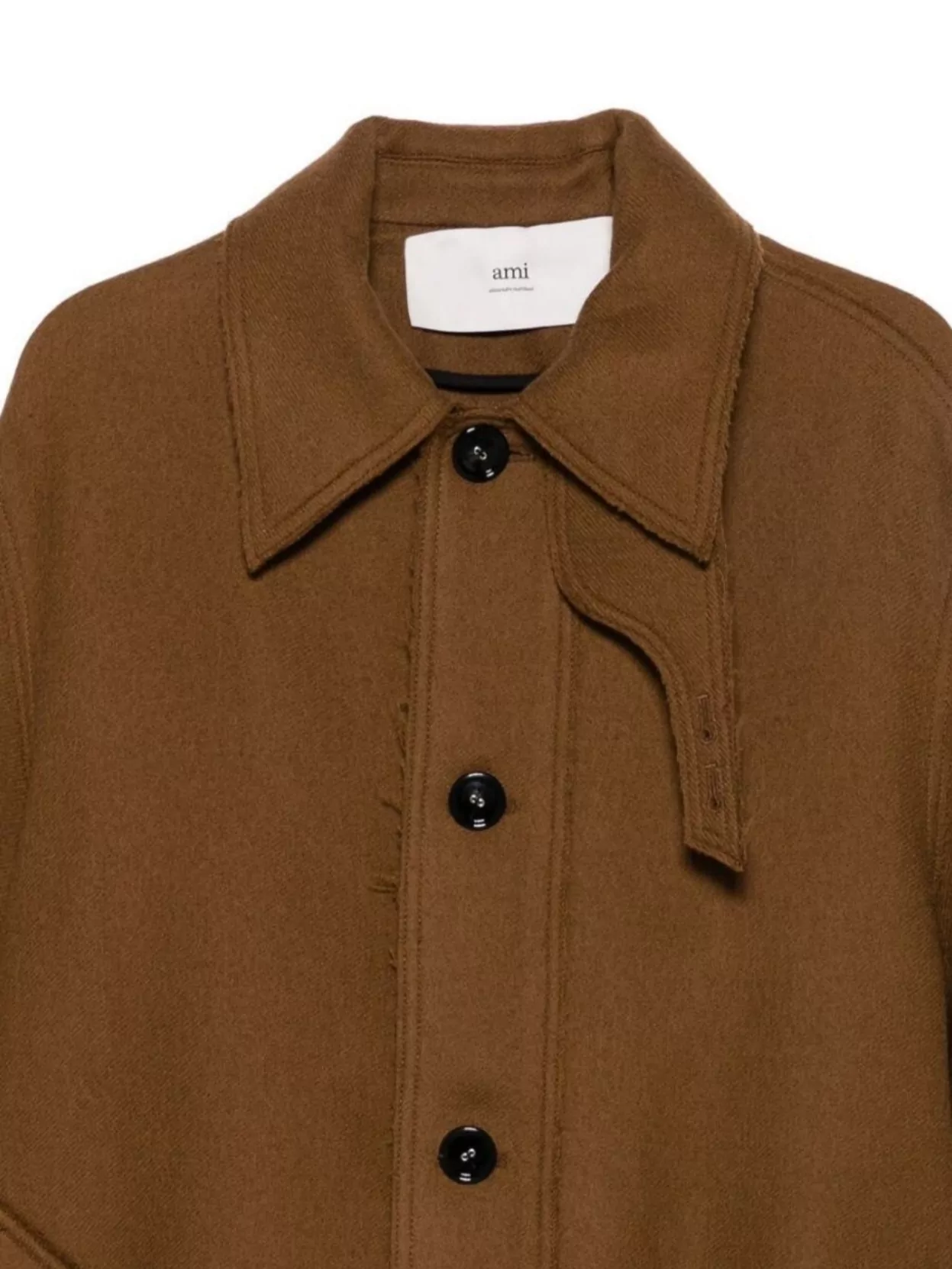 Ami Alexandre Mattiussi Long Wool Coat Featuring Self-tie Belt In Brown