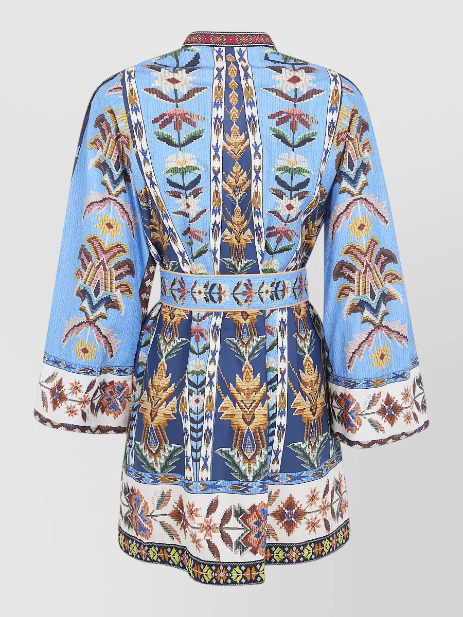 Farm Rio Embroidered V-Neck Mini Dress