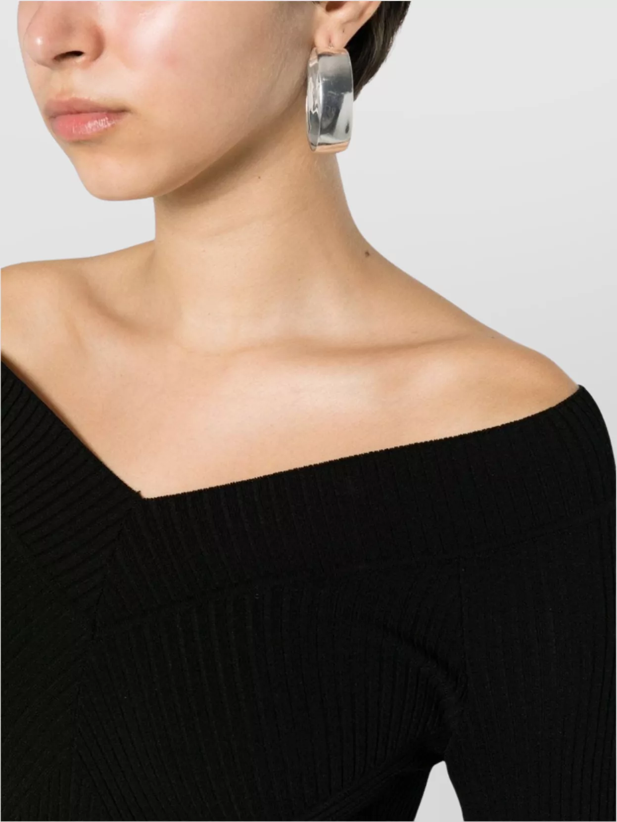 Alberta Ferretti Shoulder Ribbed Knee-Length Dress