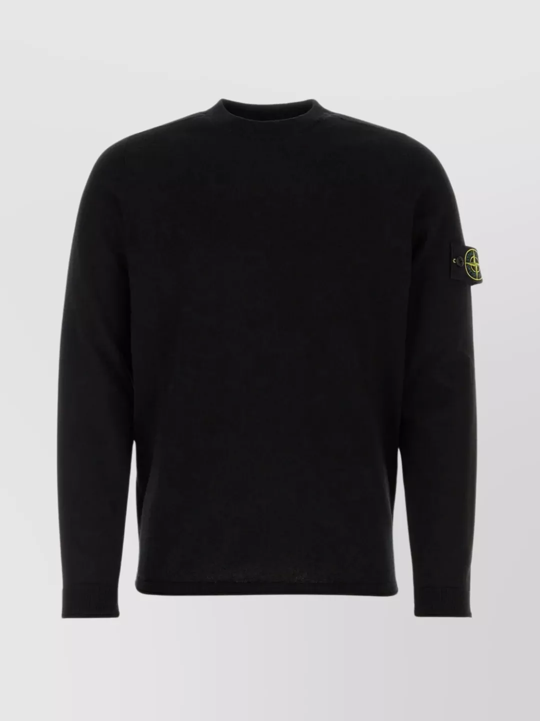 Shop Stone Island Crew-neck Sweater With Detachable Logoed Label In Black