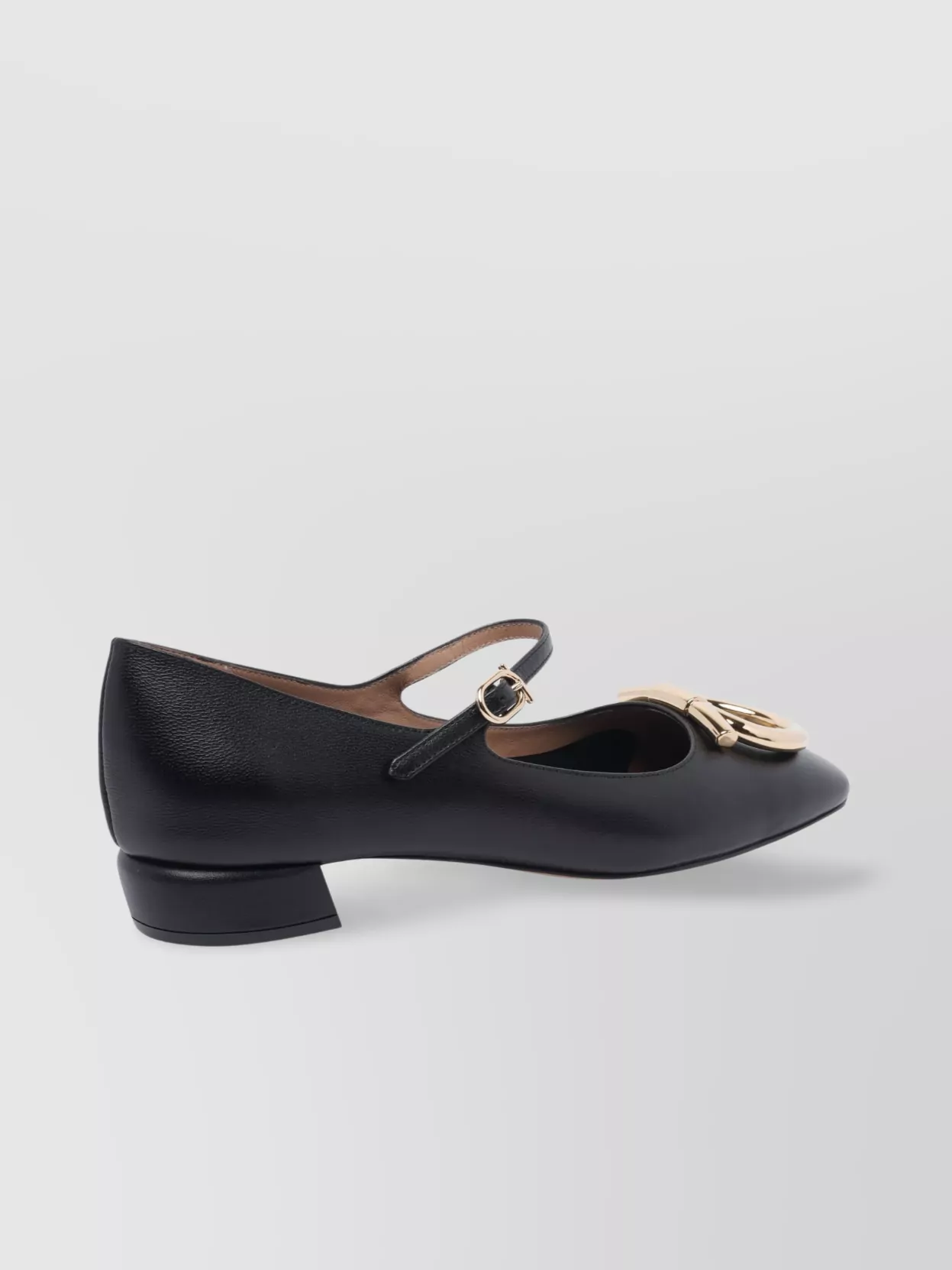 Ferragamo Buckle Strap Leather Ballerina Shoes