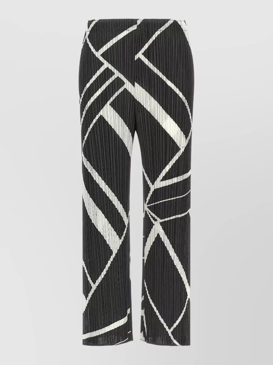 Pleats Please Issey Miyake printed pleated wide-leg trousers