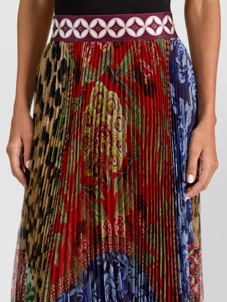 Alice + Olivia Printed High-Rise Pleated Handkerchief-Hem Maxi Skirt