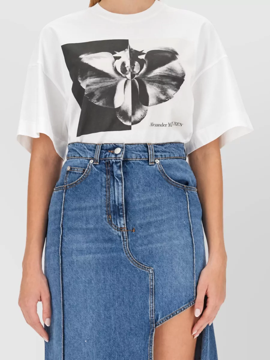Alexander McQueen photographic orchid cotton t-shirt