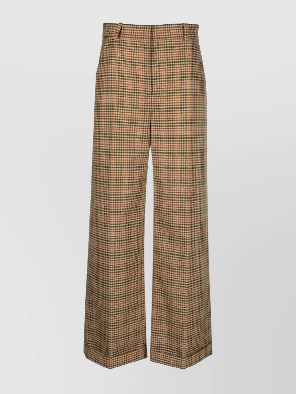 Kenzo Checked Wide-leg Trousers In Brown