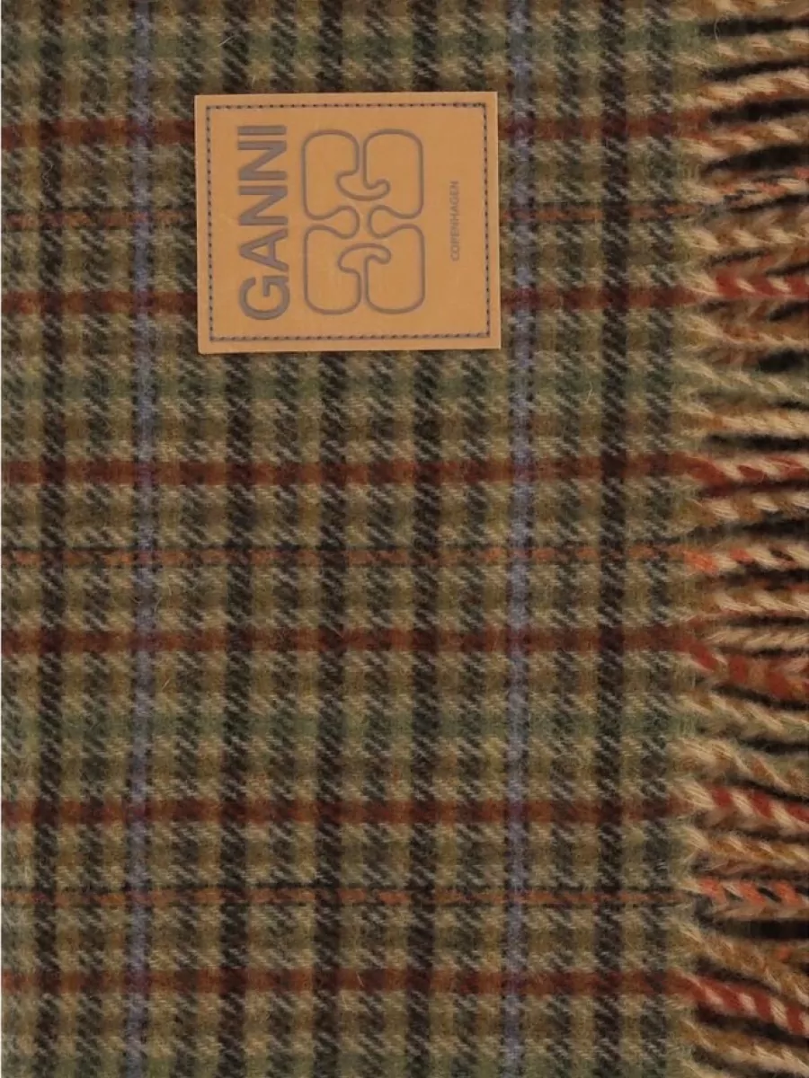 Ganni Checked Wool Scarf