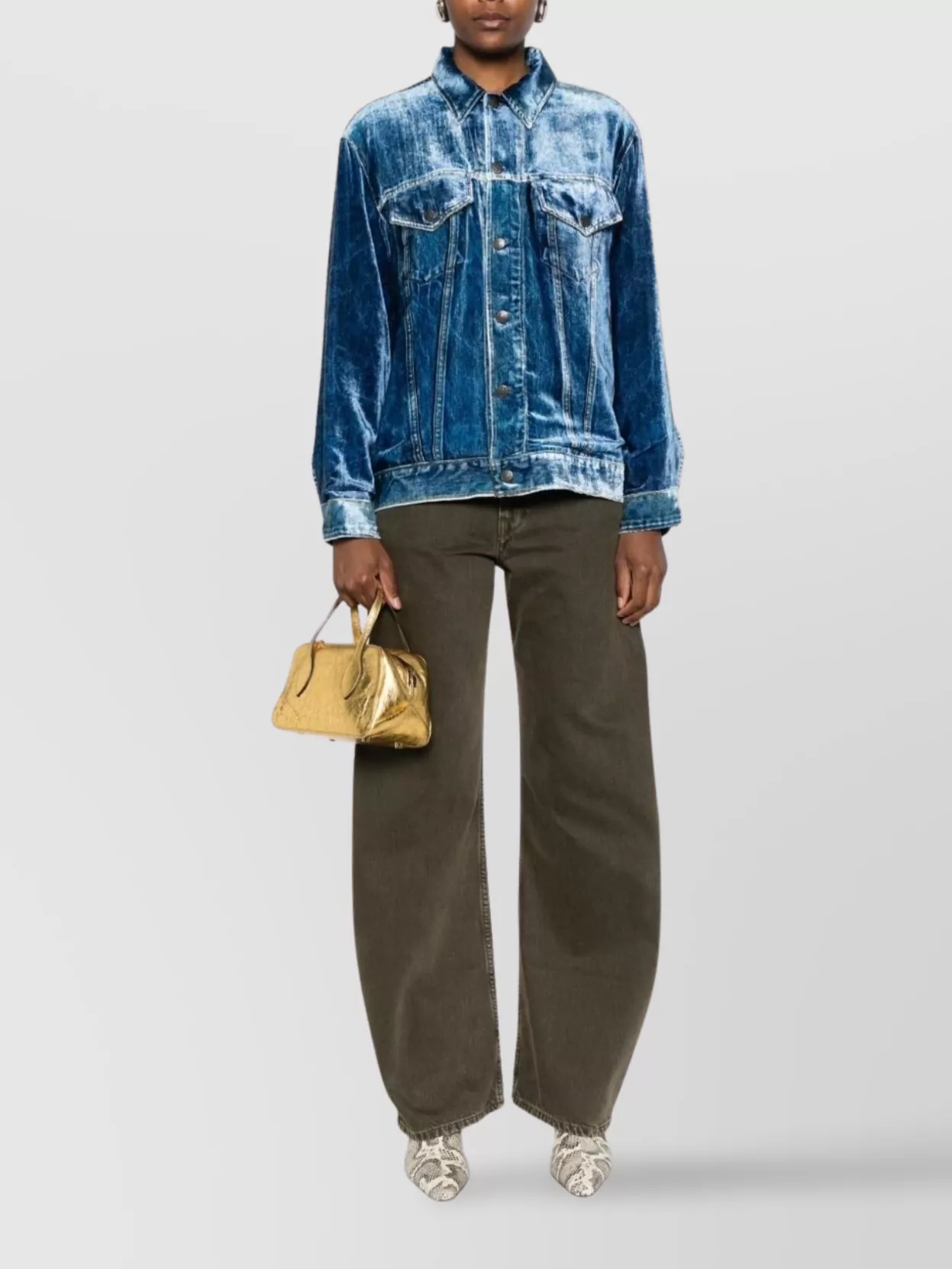 Pierre Louise Mascia Denim Jacket With Flap Pockets And Long Sleeves In Blue
