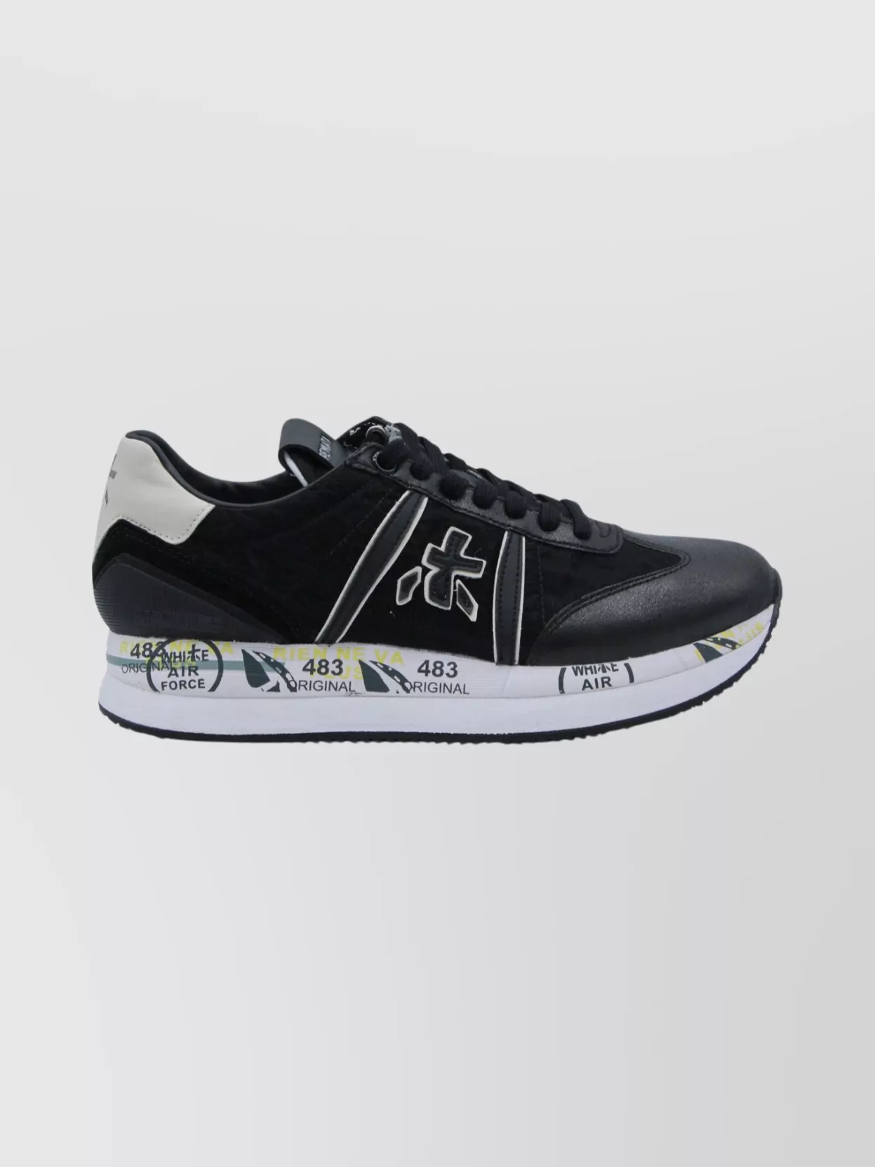 Premiata Casual Low Top Sneakers With Textured Sole In Black