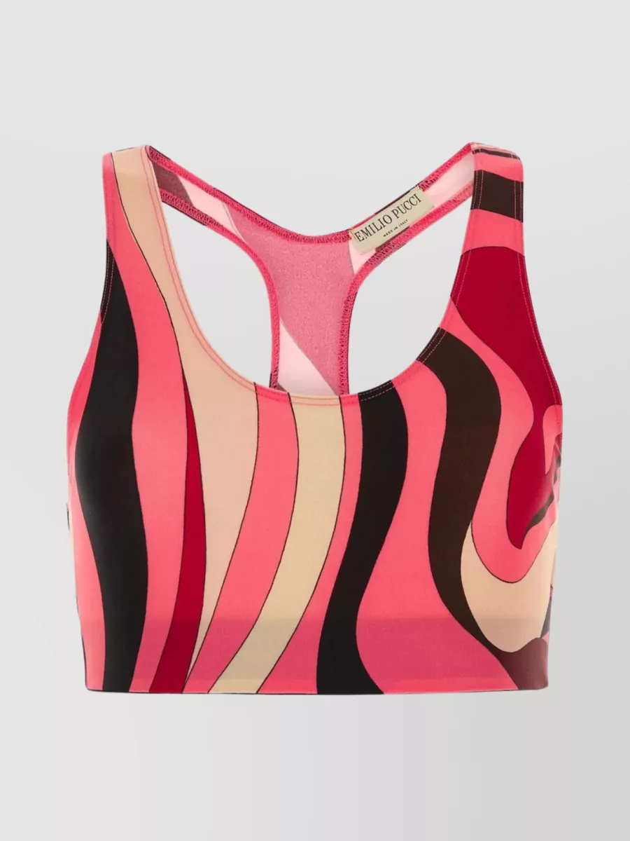 Shop Emilio Pucci Sleeveless Cropped Stretch Top In Pink