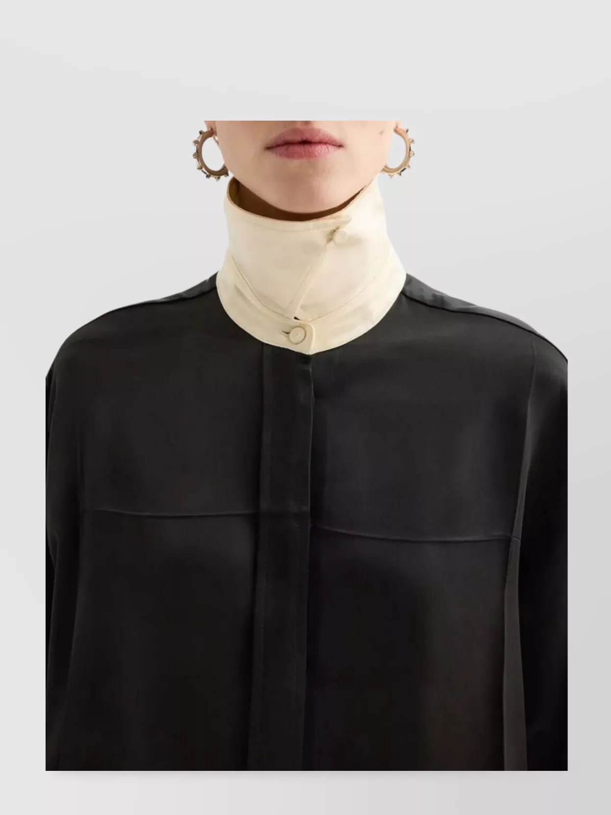 Jil Sander Long Sleeve Satin Shirt With Contrast Collar