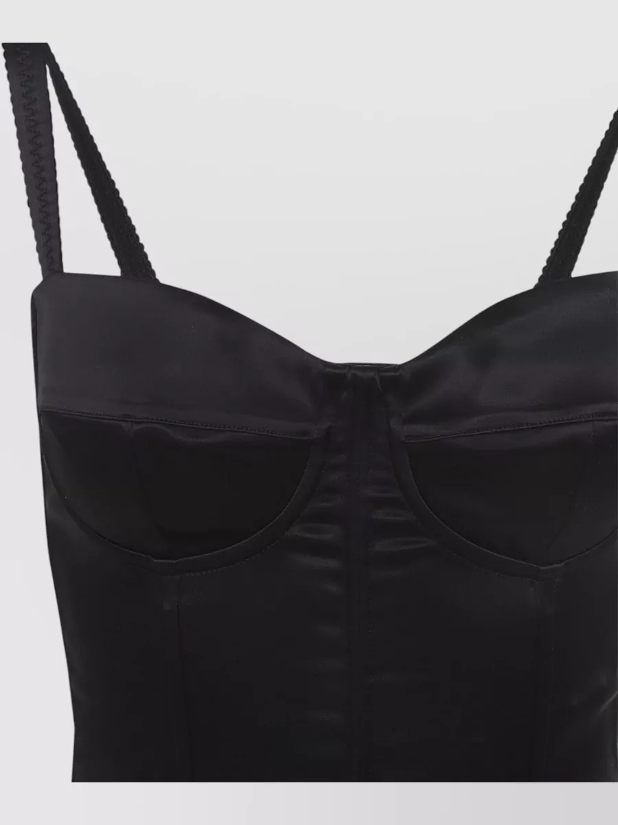 Dolce&Gabbana Satin Dress Spaghetti Straps Sweetheart Neckline