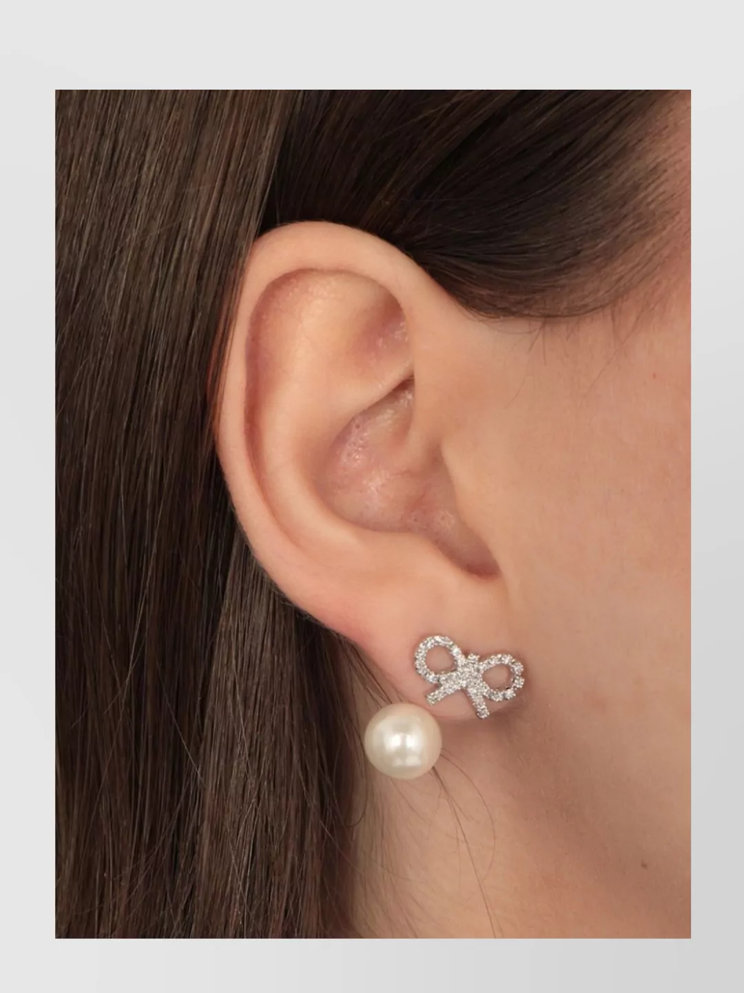 Self-portrait Beaded Bow Brass Crystal Pearl Stud