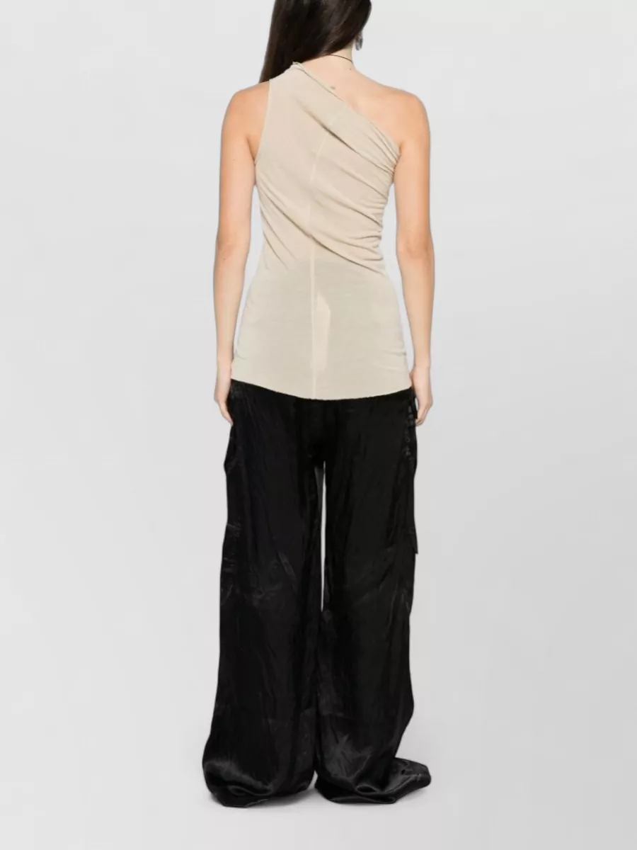 Rick Owens One Shoulder Draped Detail Fitted Top
