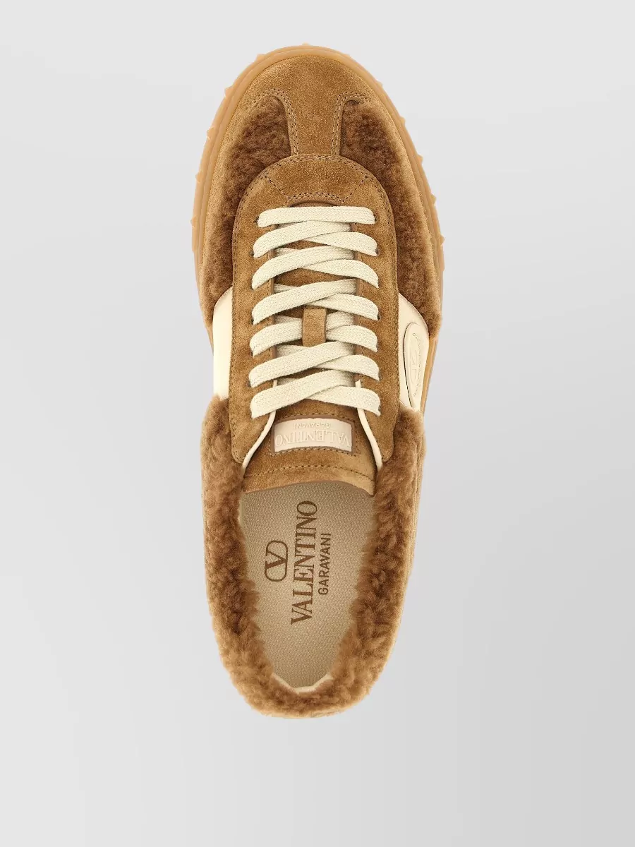 Valentino Garavani Upvillage Sneakers Round Toe Fur Trim