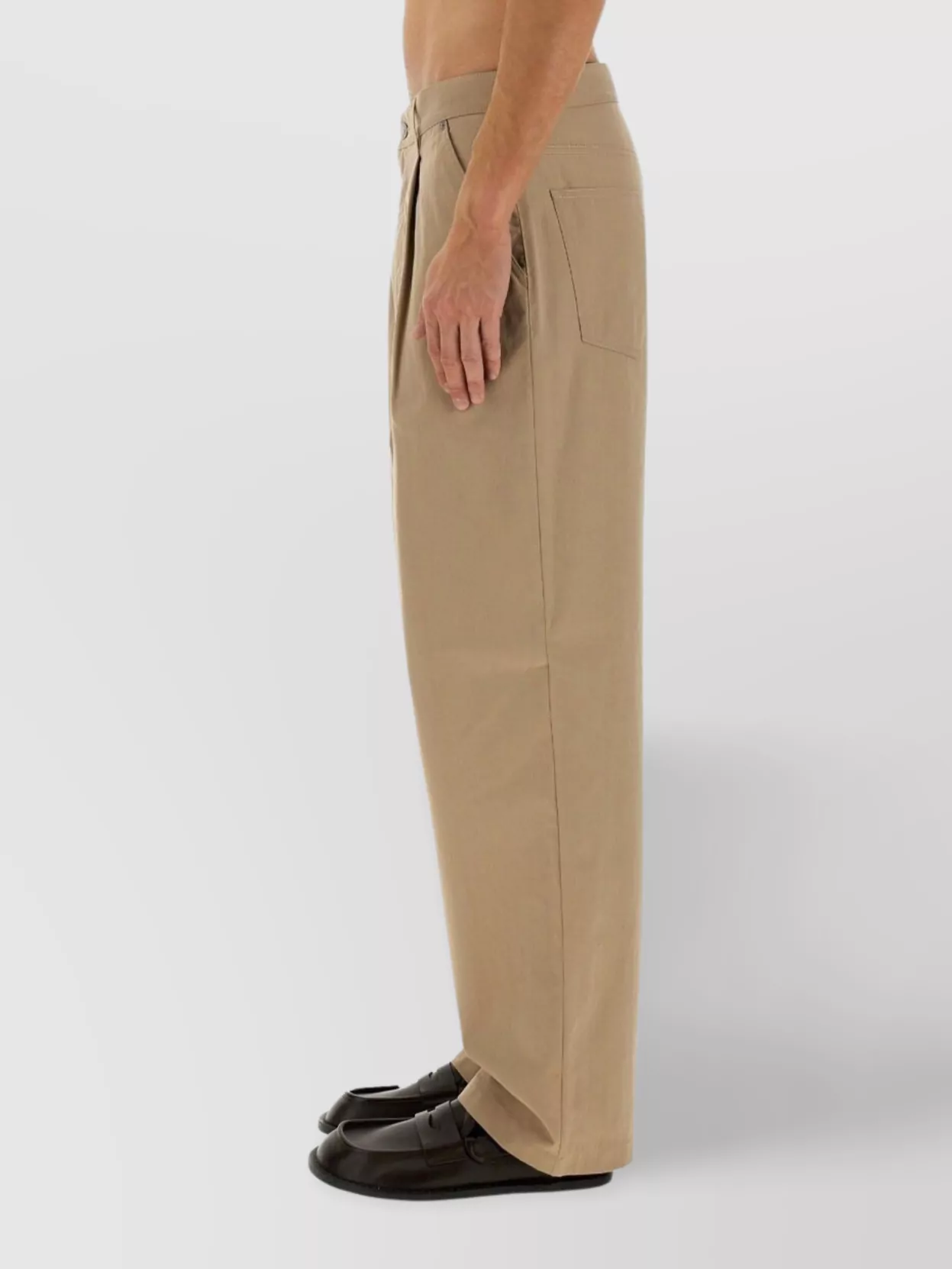 Moschino Wide Leg Cotton Blend Pants With Pockets