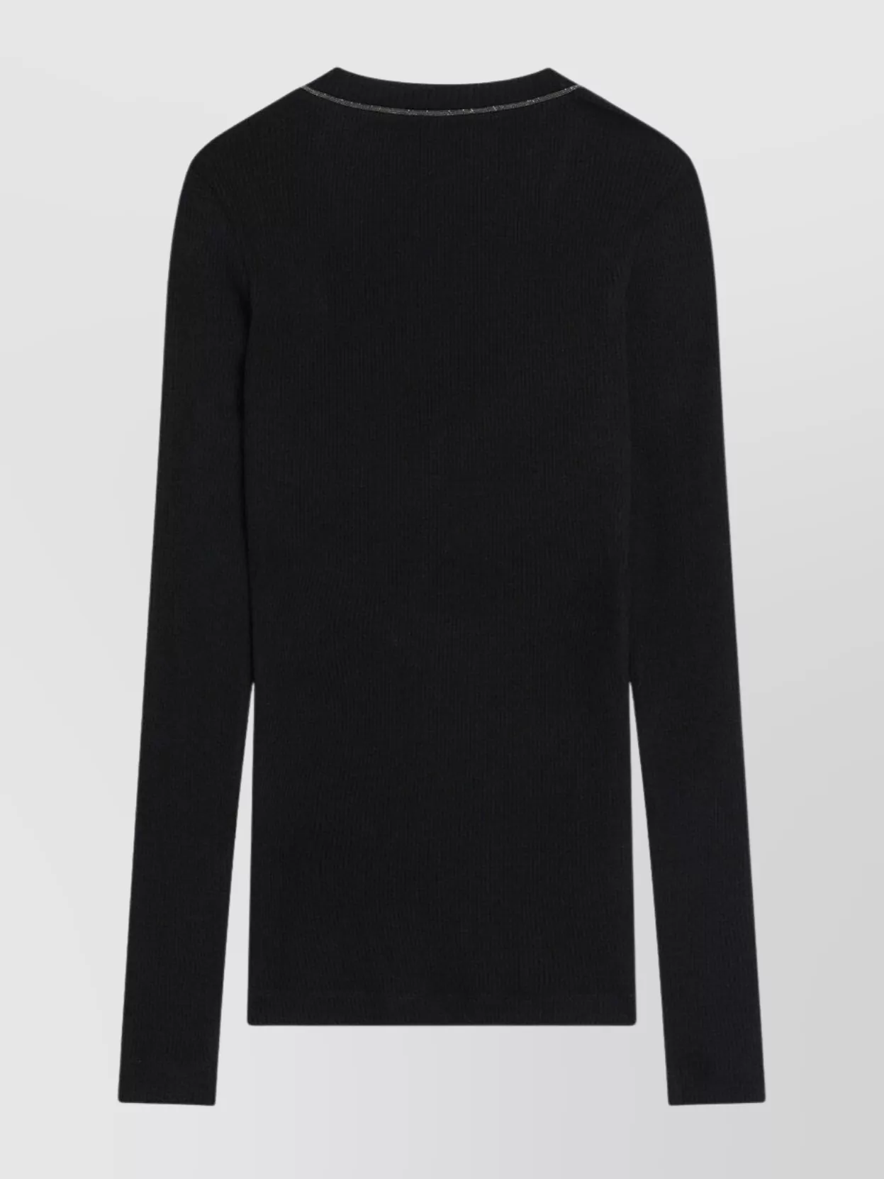 Brunello Cucinelli V-neckline Ribbed Wool Sweater In Black