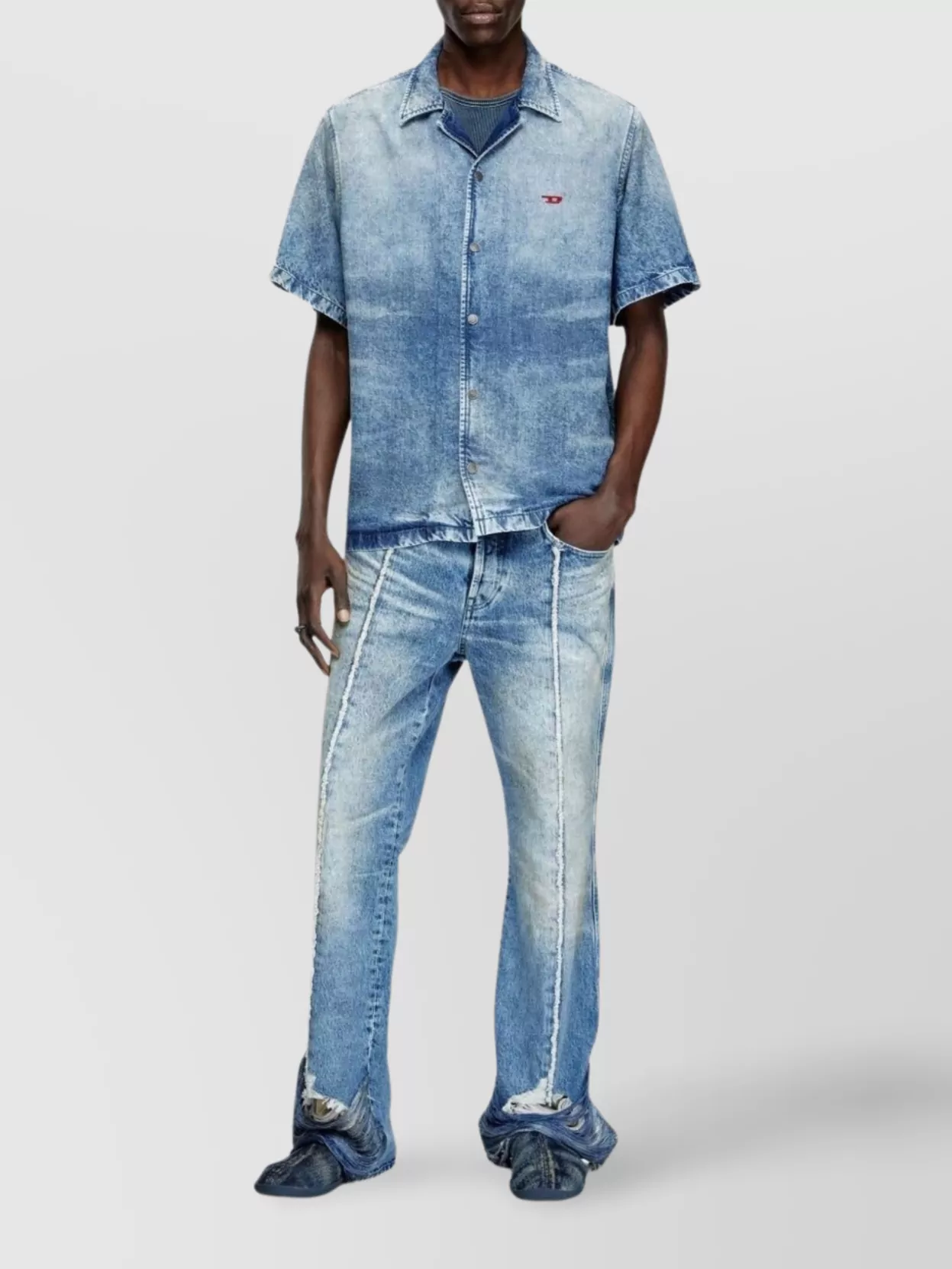 Diesel Casual Shirt With Short Sleeves And Spread Collar