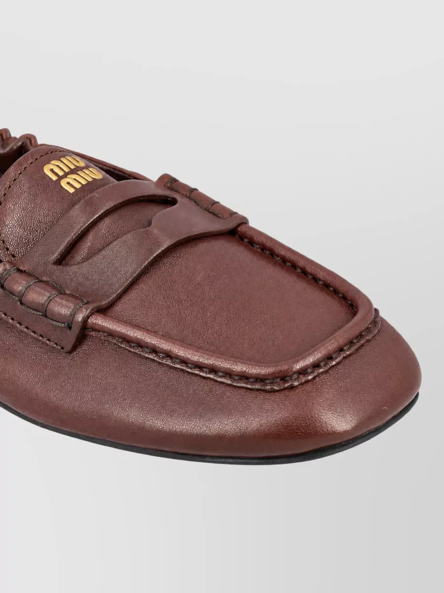 Miu Miu Leather Gathered Loafers