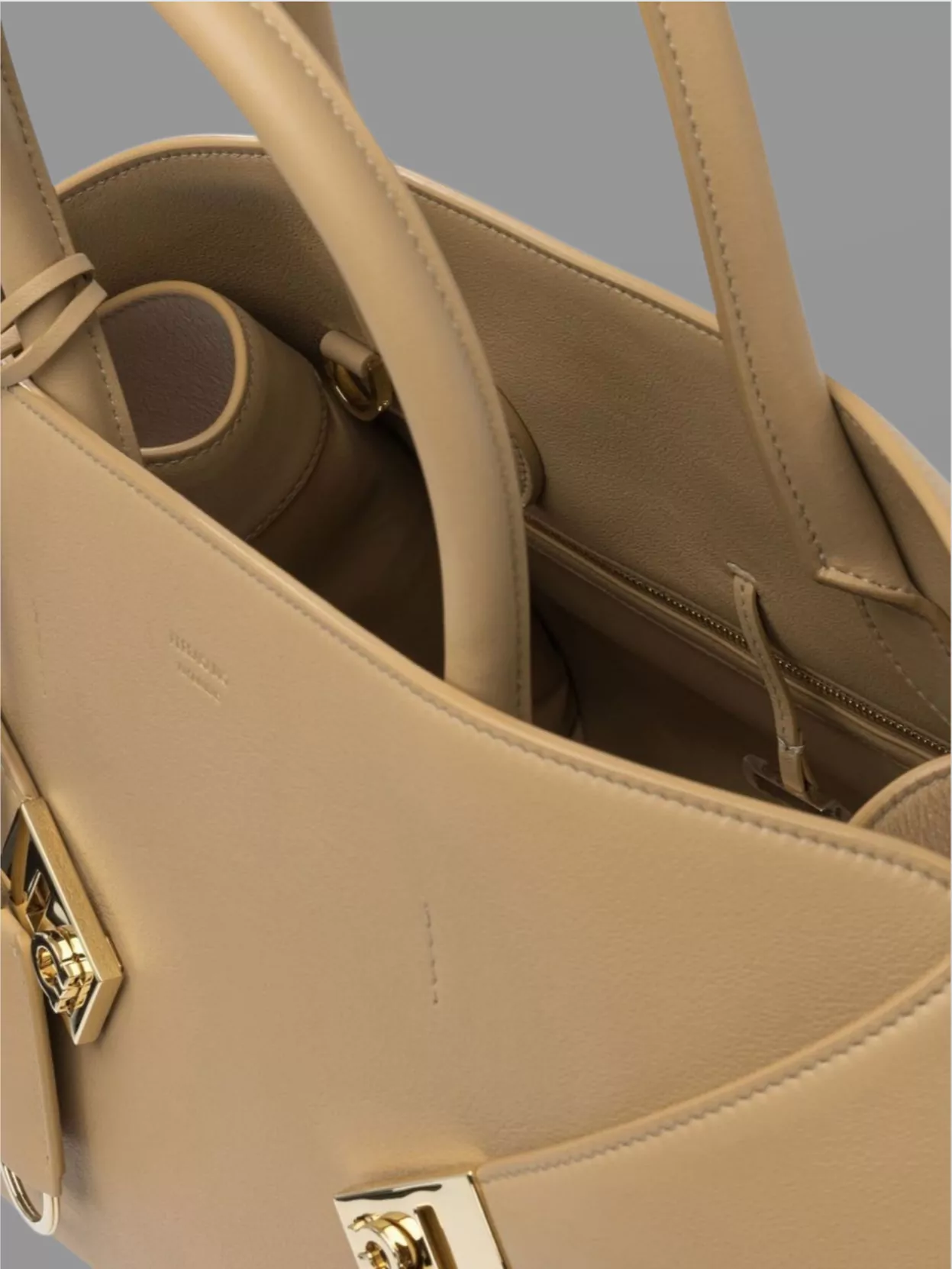 Ferragamo Structured Shoulder Bag With Detachable Strap And Top Handles