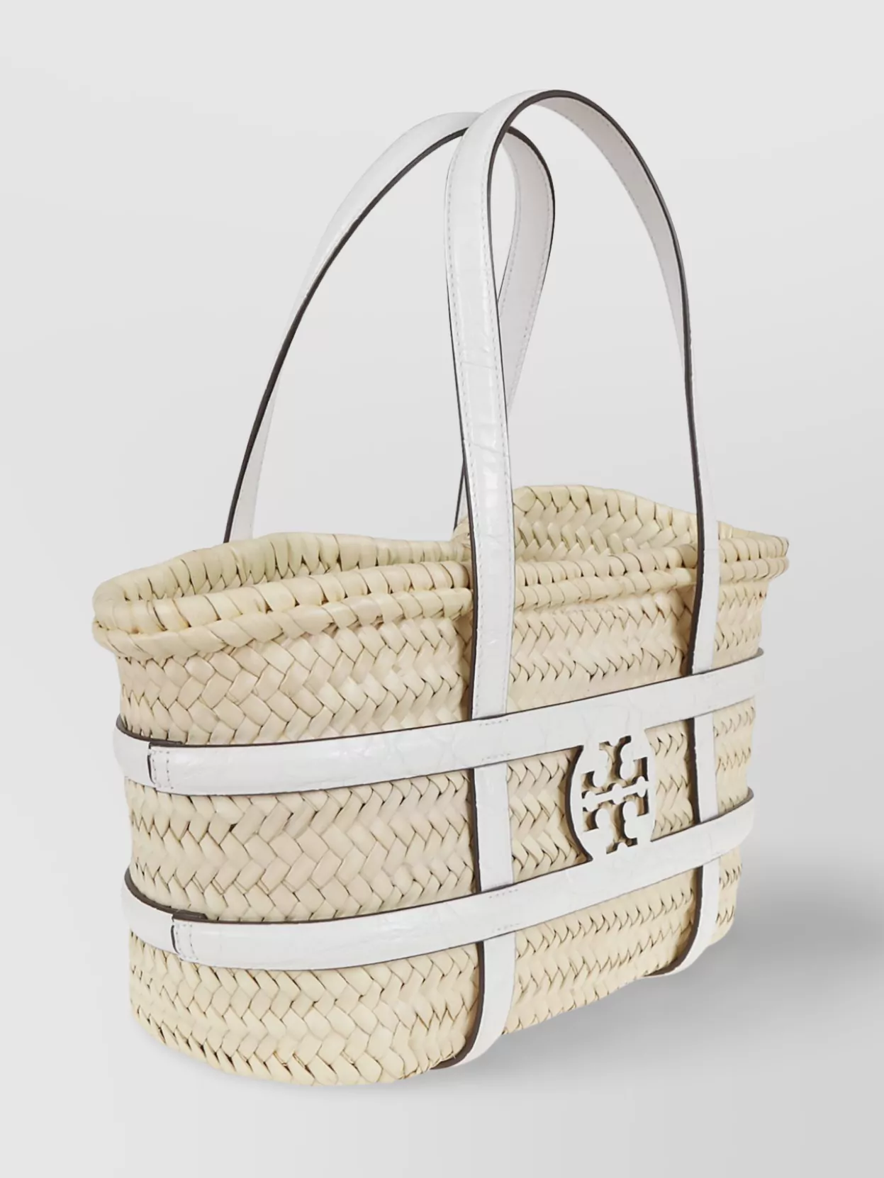 Tory Burch Small Straw Basket Tote With Dual Handles