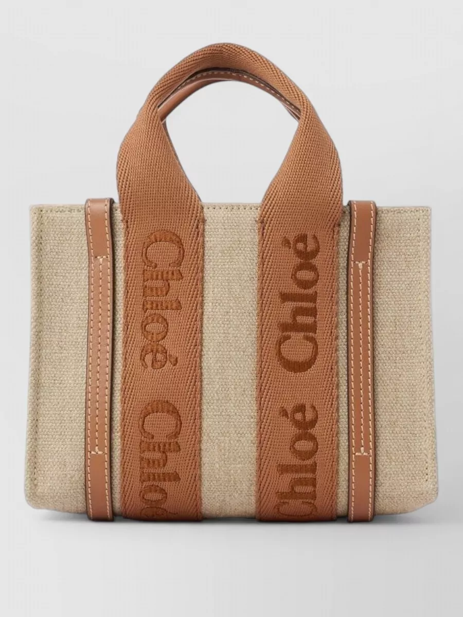 Chloé Woody Mini Linen Tote Bag