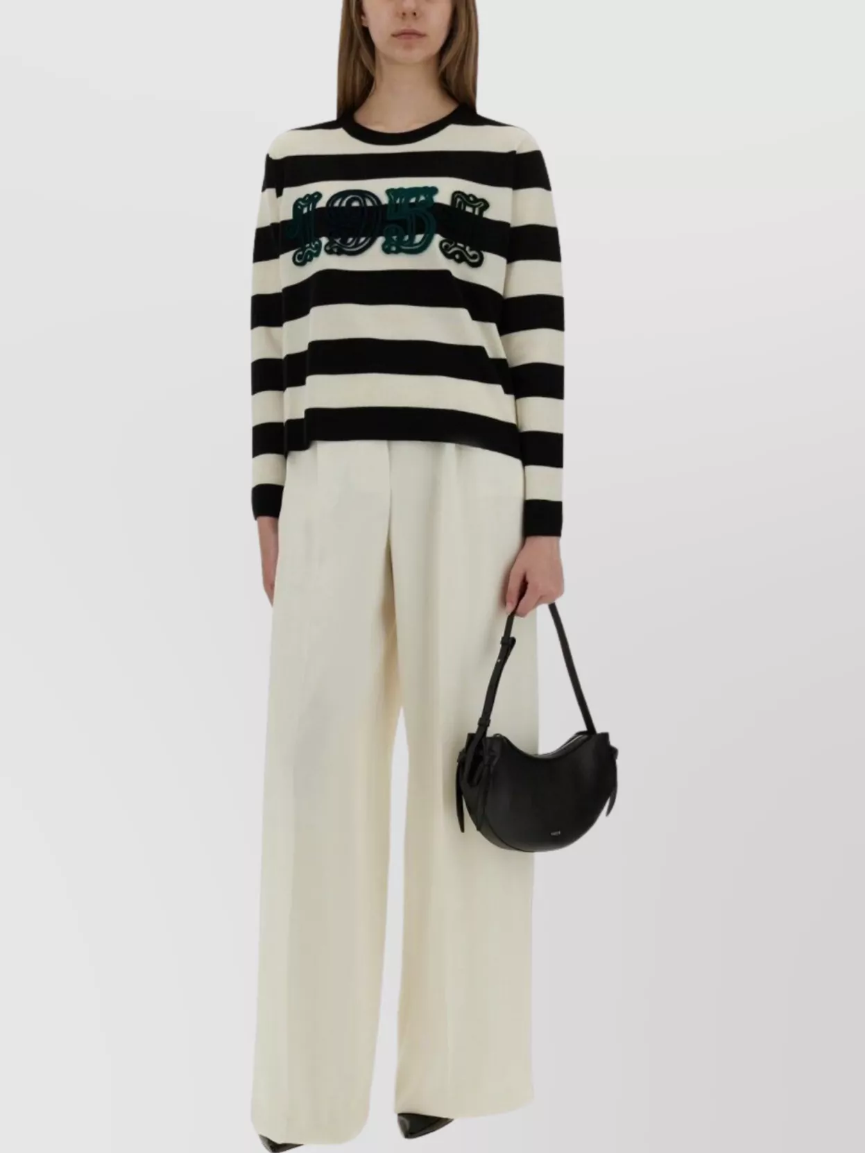 Max Mara High Waist Wide Leg Trousers With Pockets In Multi