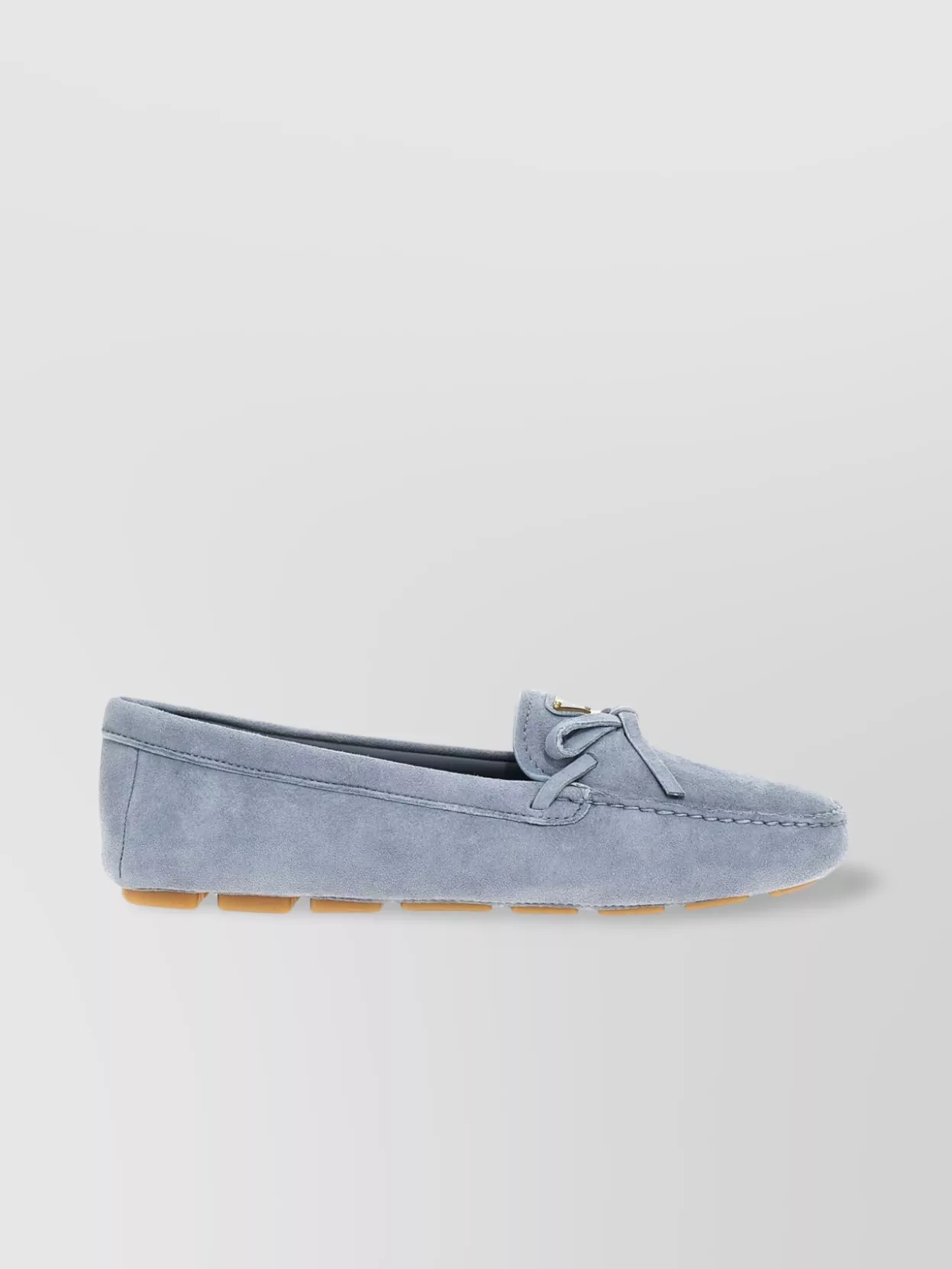 Prada Suede Finish Moc Toe Loafers With Bow