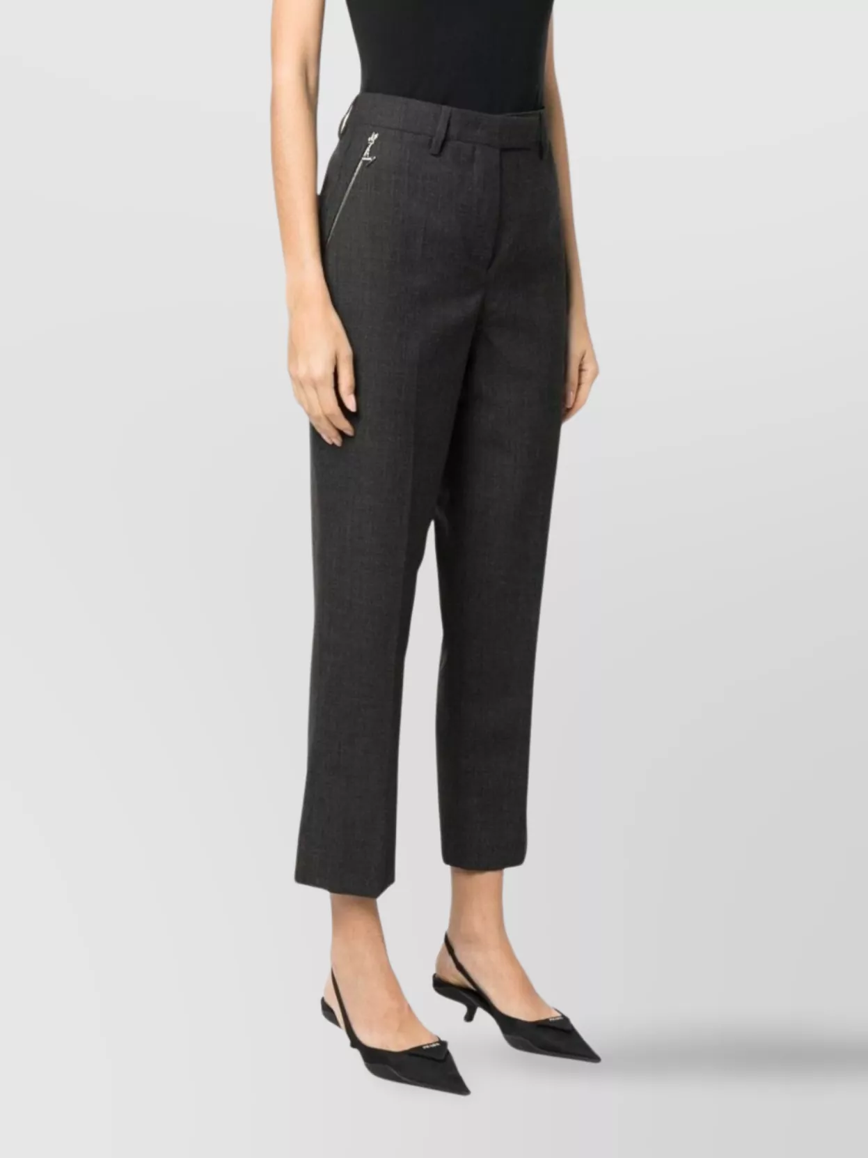 Prada Grey Wool Cropped Trousers