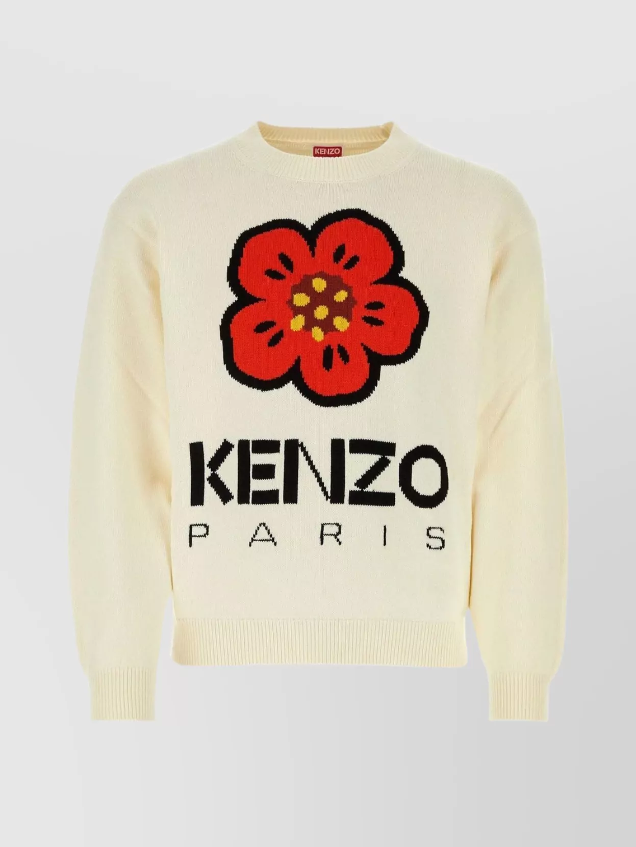 Shop Kenzo Boke Flower Embroidered Textured Cotton Crew-neck Sweater