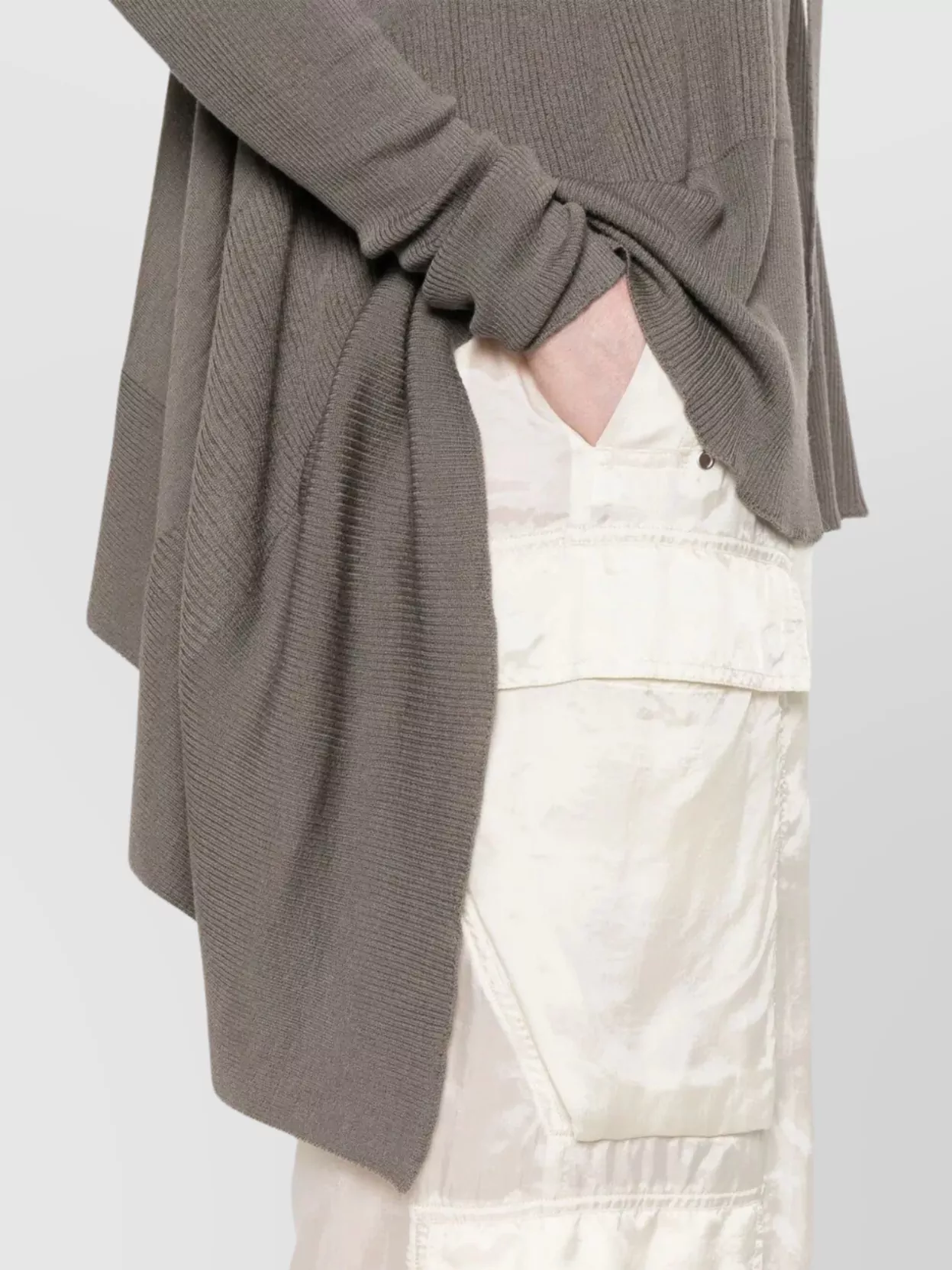 Rick Owens Wide-Leg Cupro Trousers Cargo Pockets