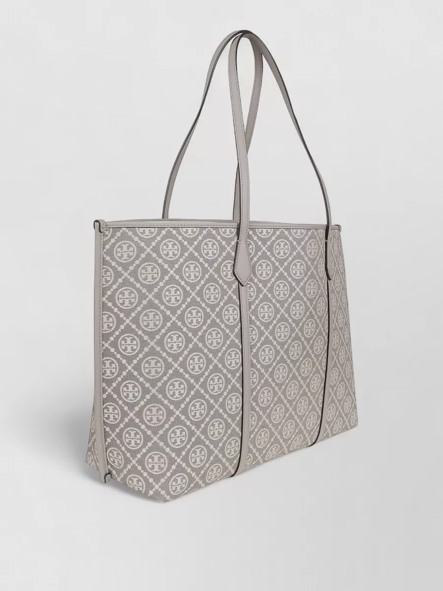 Tory Burch Monogram Shoulder Tote Bag Structured Silhouette