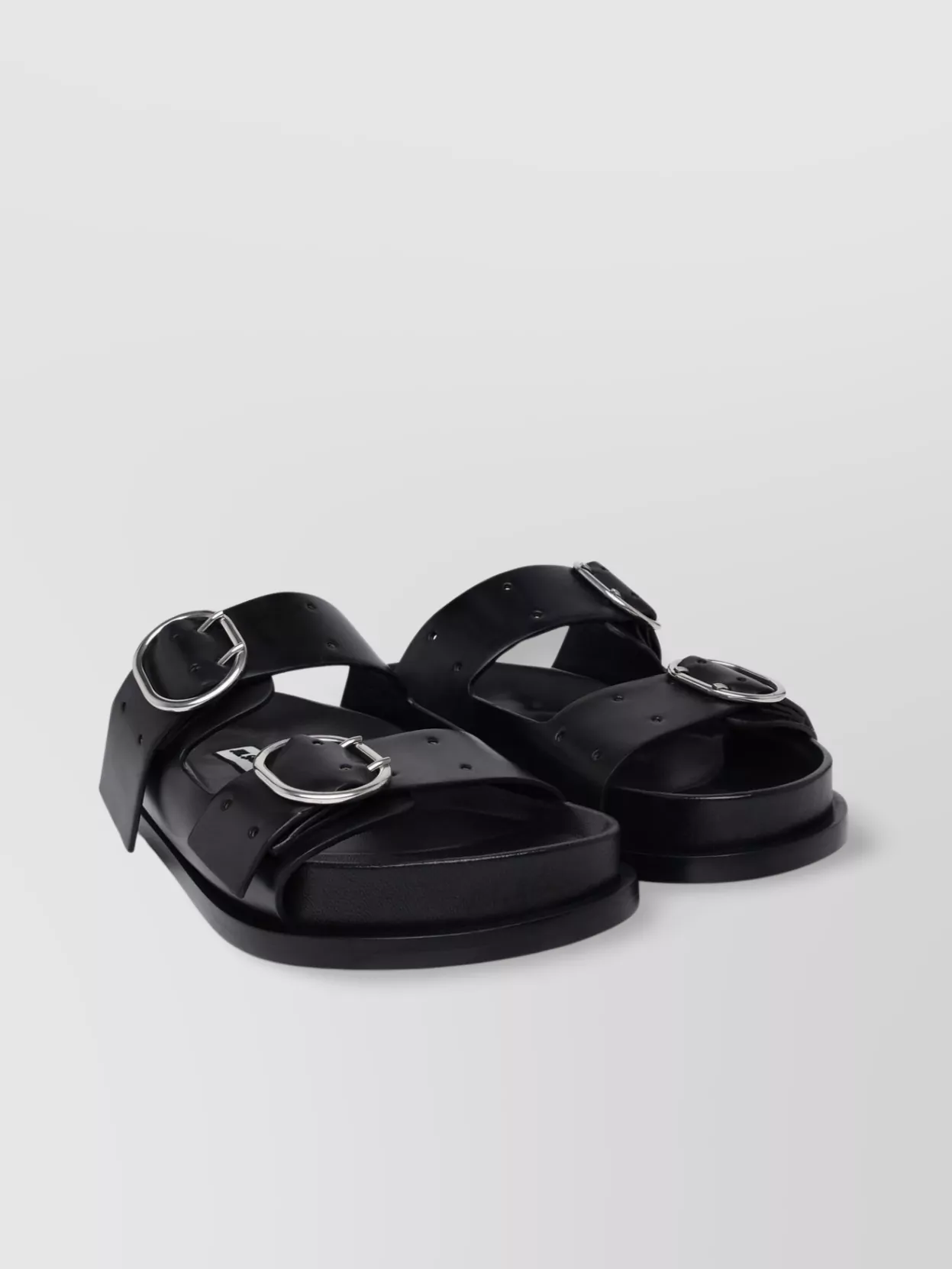 Jil Sander Leather Sandals With Open Toe And Platform Sole In Black