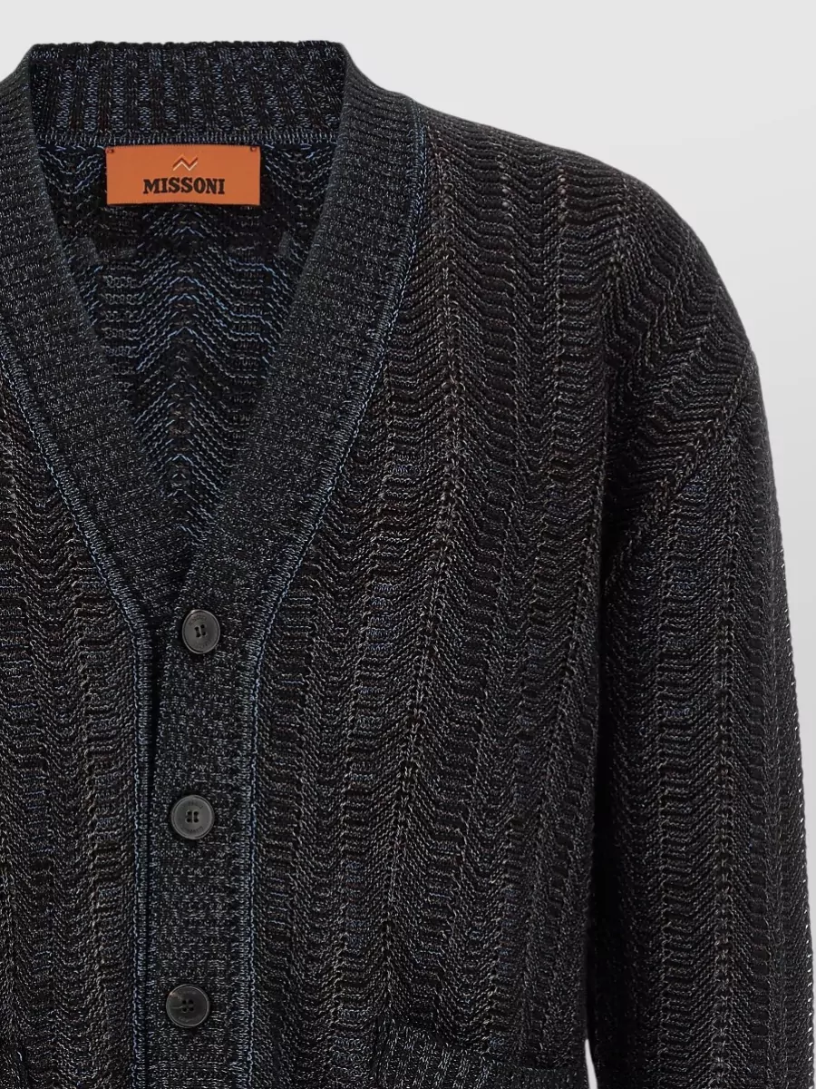 Missoni Ribbed V-Neck Zigzag-Knit Cardigan