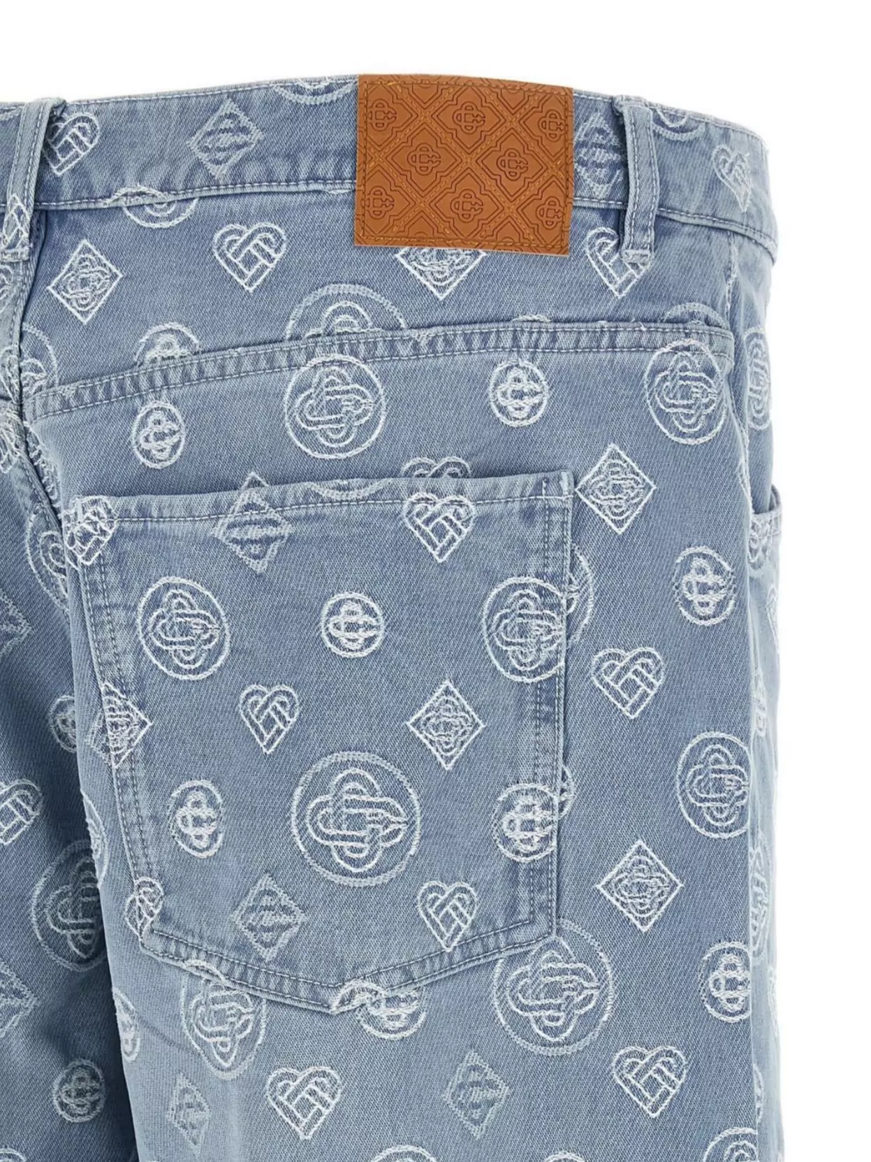 Casablanca Printed Denim Trousers With Pockets And Loops