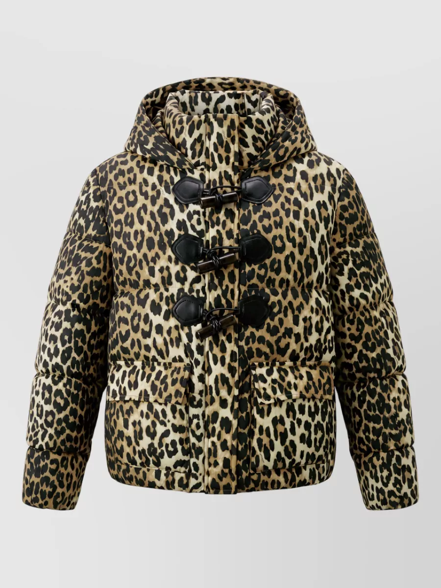 Ganni leopard-print down puffer jacket
