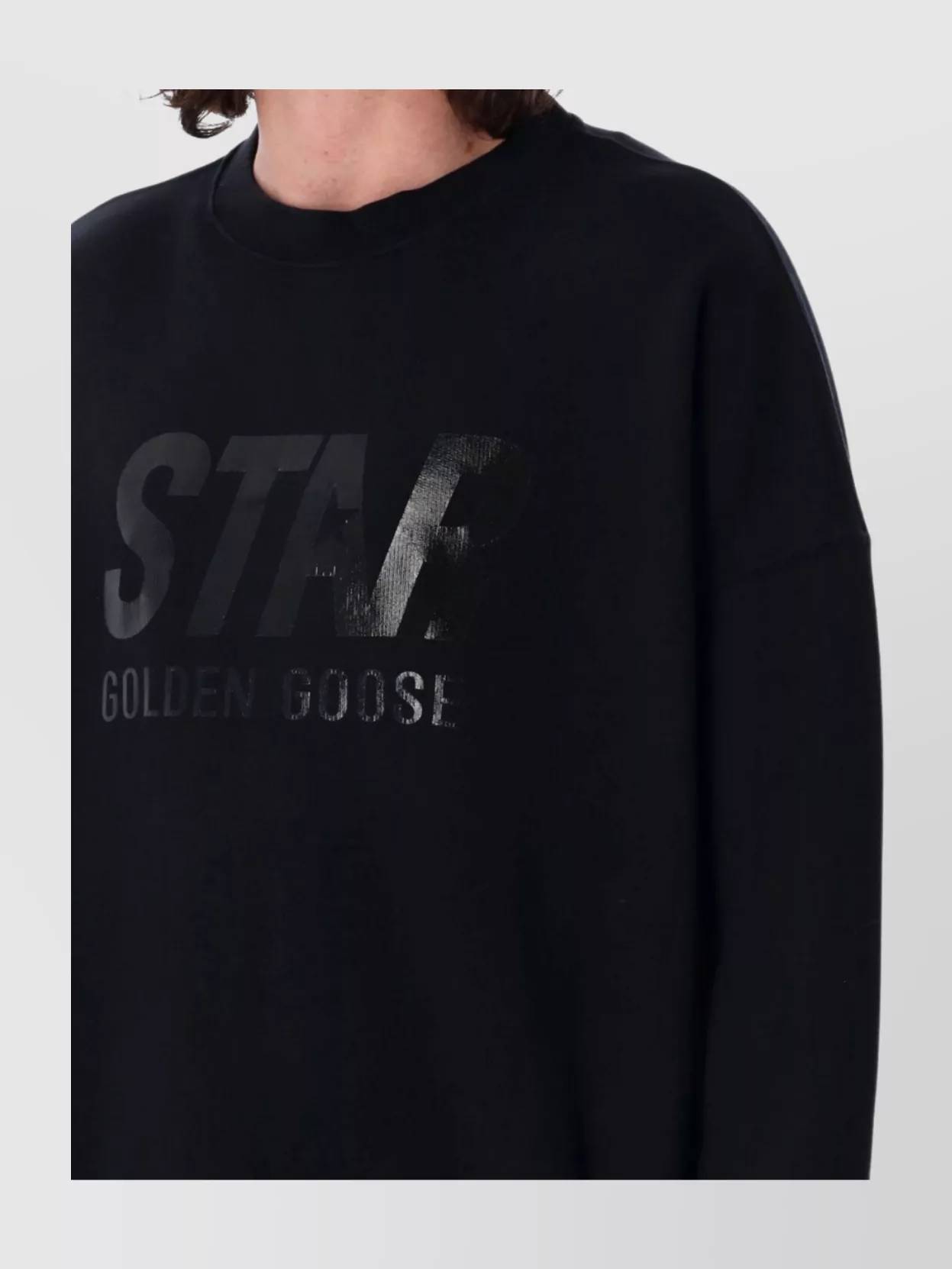 Golden Goose Men Black Sweatshirt With Logo Printed On The Front In Cotton Man