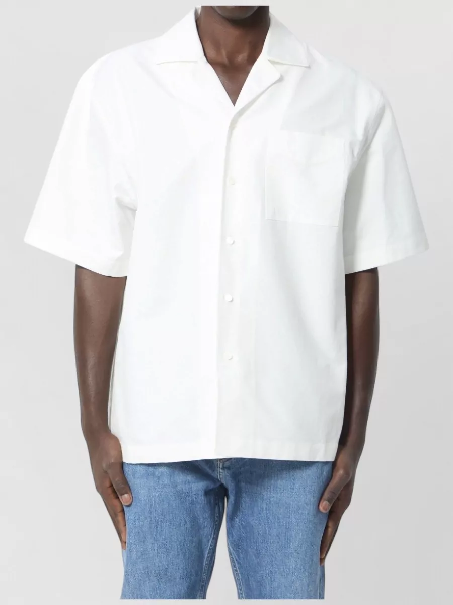 Bottega Veneta cotton bowling collar short-sleeve shirt